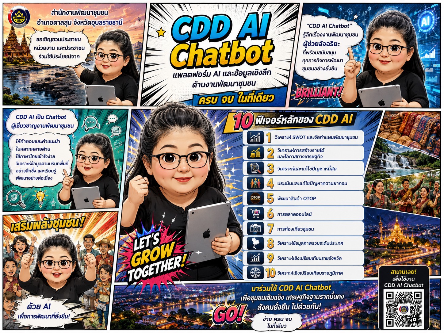 สำนักงานพัฒนาชุมชนอำเภอตาลสุม จังหวัดอุบลราชธานี ส่งเสริมการใช้งาน "CDD AI" รู้ลึก รู้จริง เรื่องงานพัฒนาชุมชน สู่เป้าหมายสร้างชุมชนเข้มแข็งและยั่งยืน